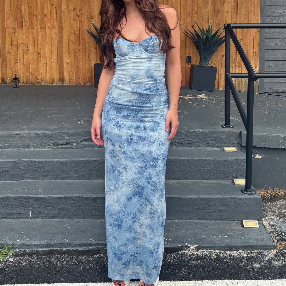 Lucy in the Sky Blue Marble Maxi Dress